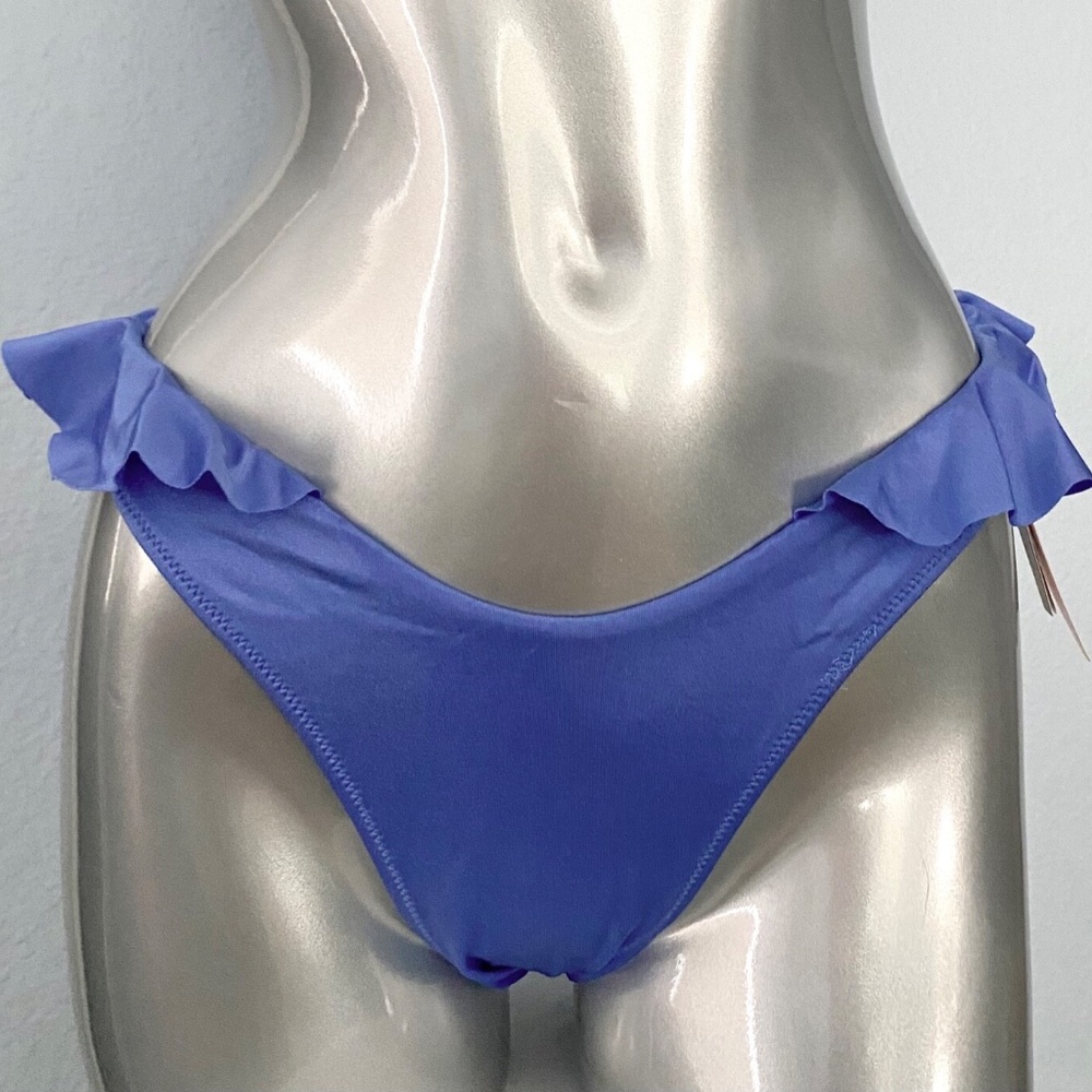 Victoria's Secret Swim Bikini Bottom Deep Sky Blue Ruffled Brazilian Sexy Bottom